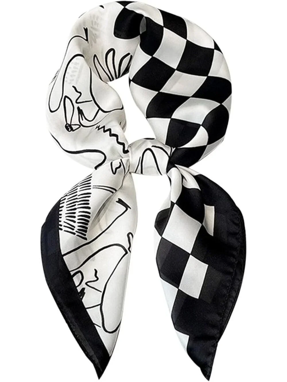 Satin Bandanas Head A35 Plaid Scarf Women Lightweight Silk Hair Wrap Sleep Scarf